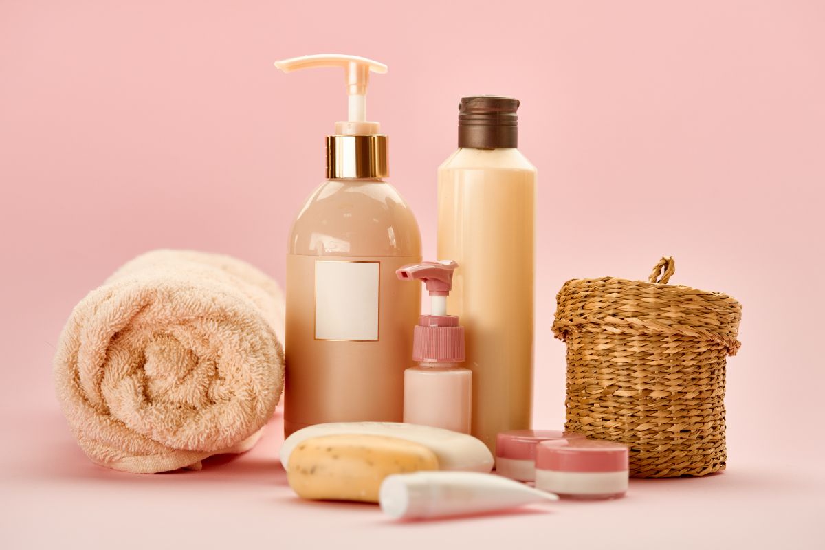 A collection of skin care products kept with each other.