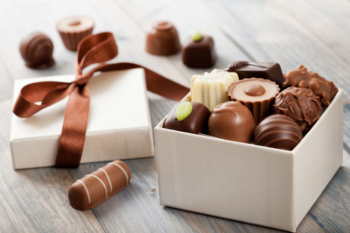 A Christmas gift box full of chocolate for everyone.