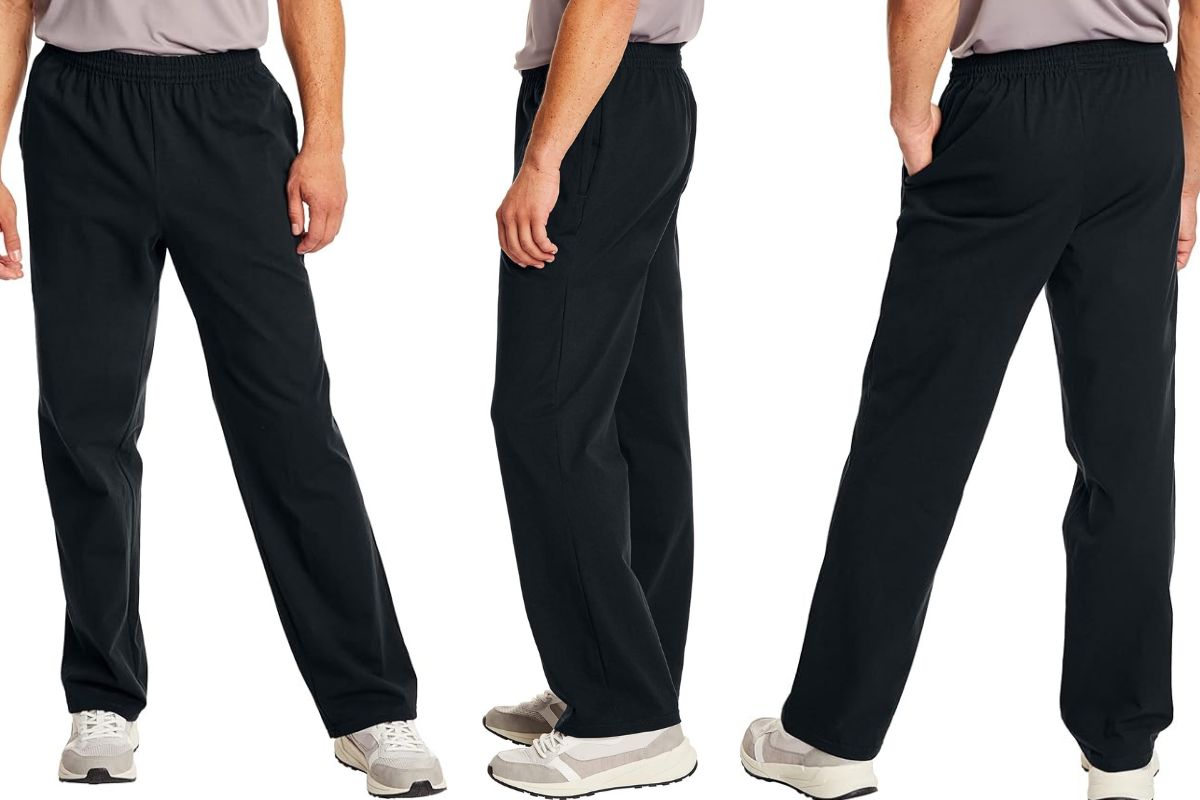 A cotton sweatpant shown in the image worn by a person.