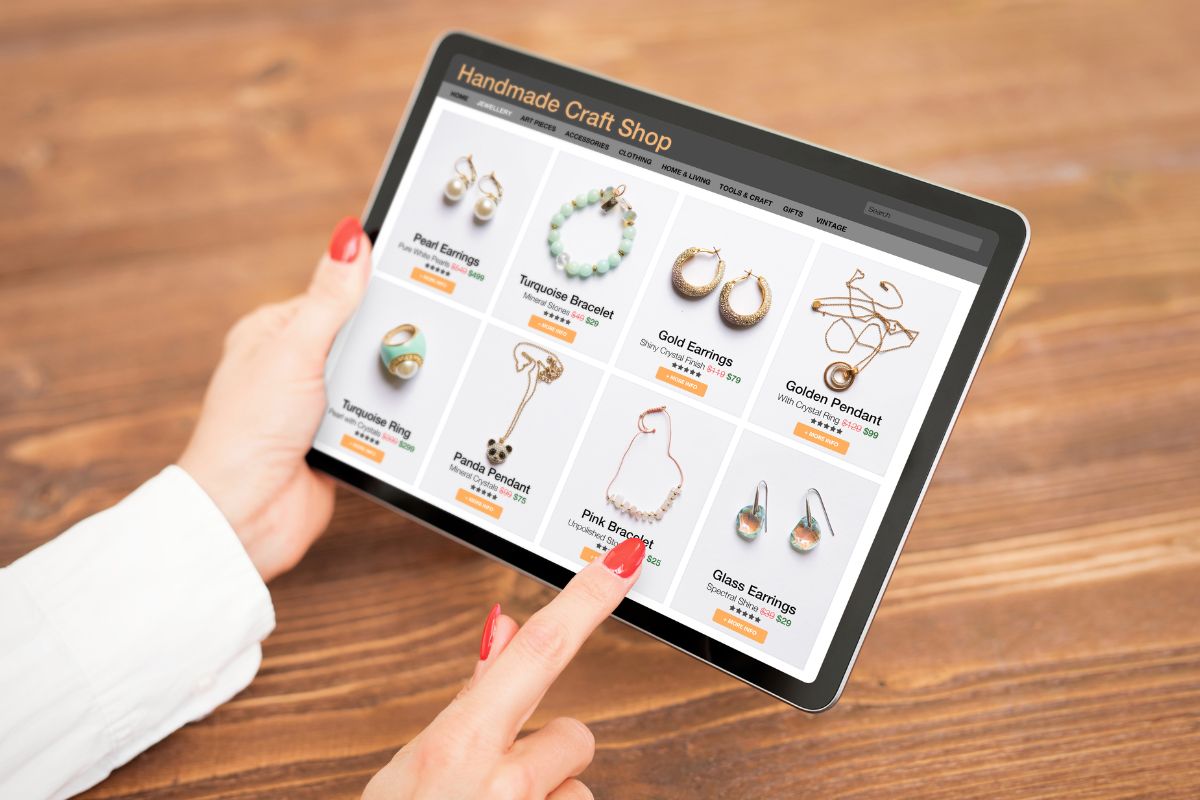 A lady ordering custom jewelry online.