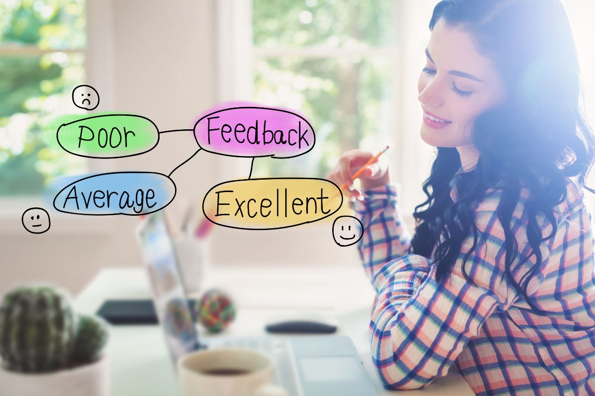 A lady reviewing feedbacks from customer to make more upgrade in her products