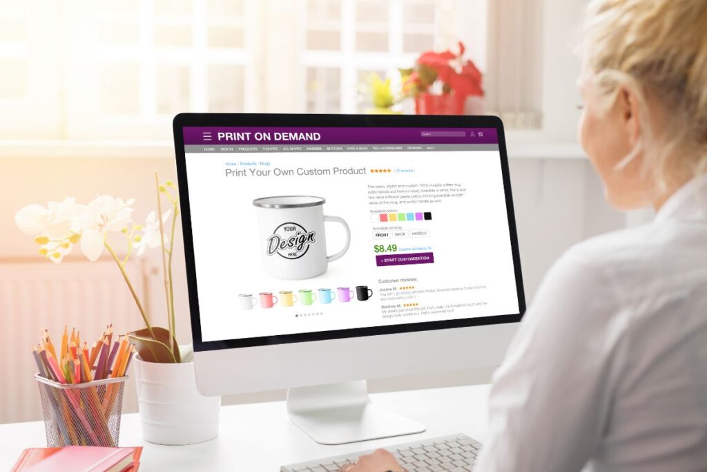 A lady successfully selling a print-on-demand product
