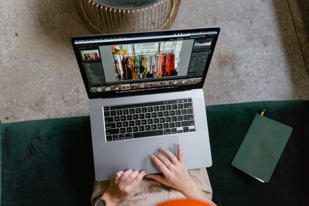 A lady setting up her online store for more reach. 