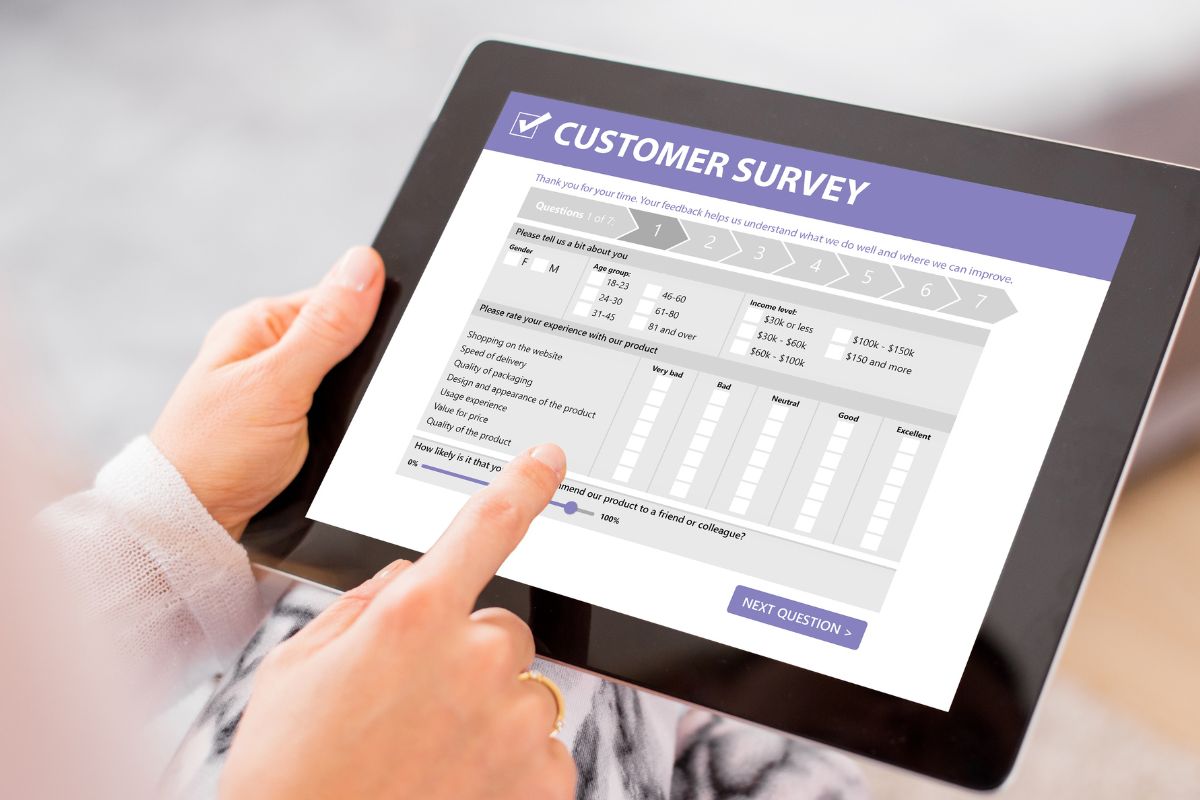 A print on demand business taking survey to get feedback from customers.