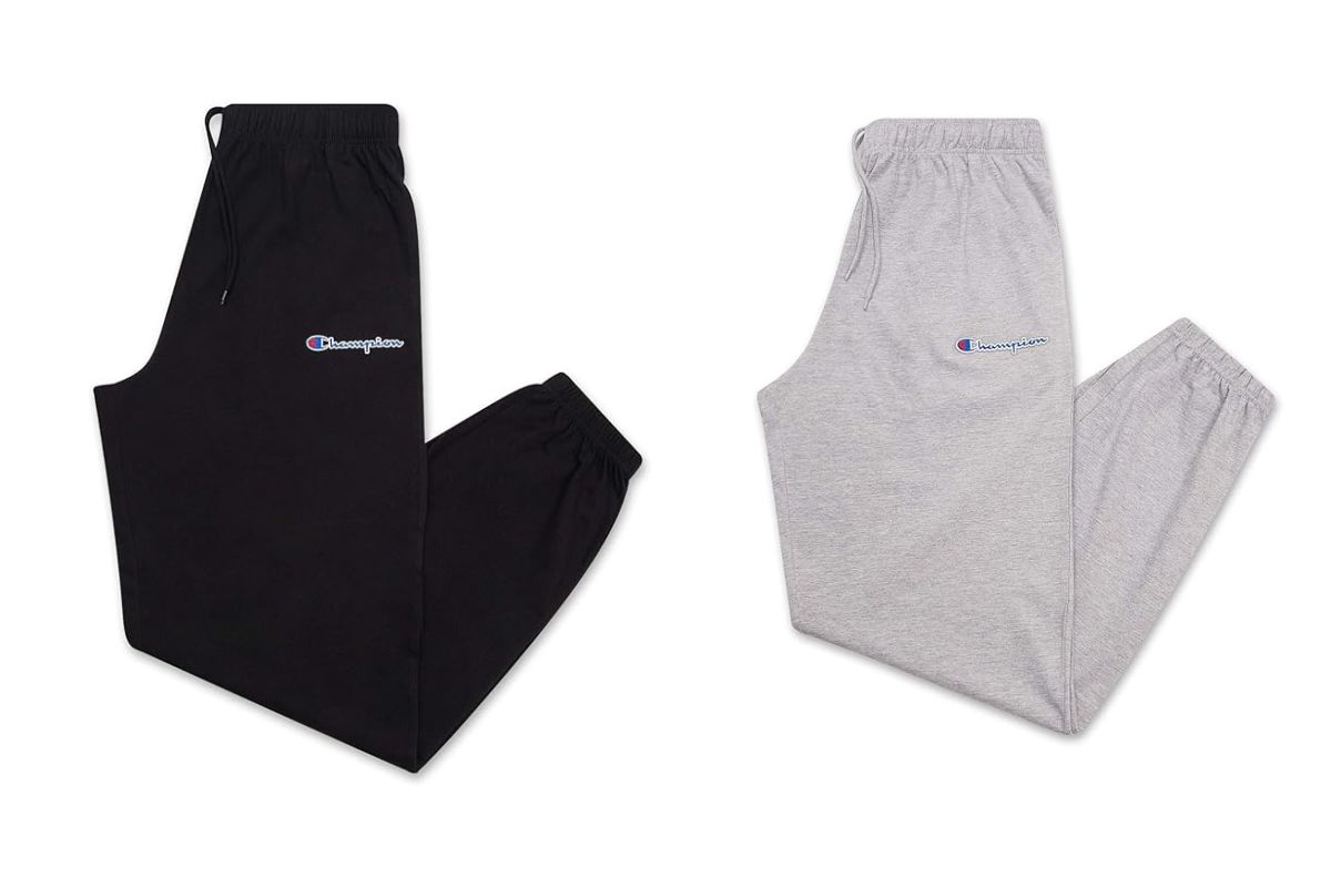 Champion's brand sweatpants shown in the image.