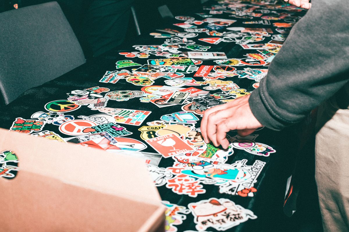 Different types of stickers for sale.