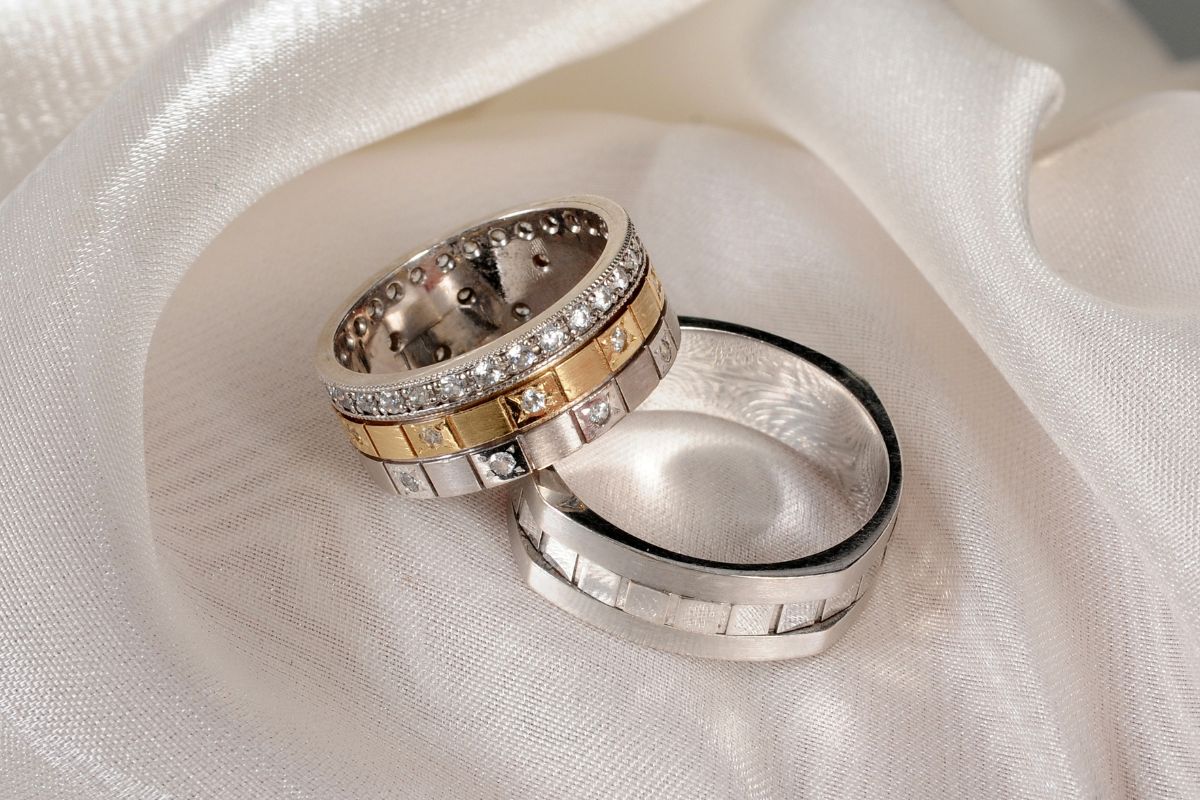 Two beautiful customized bands kept together for both partner.