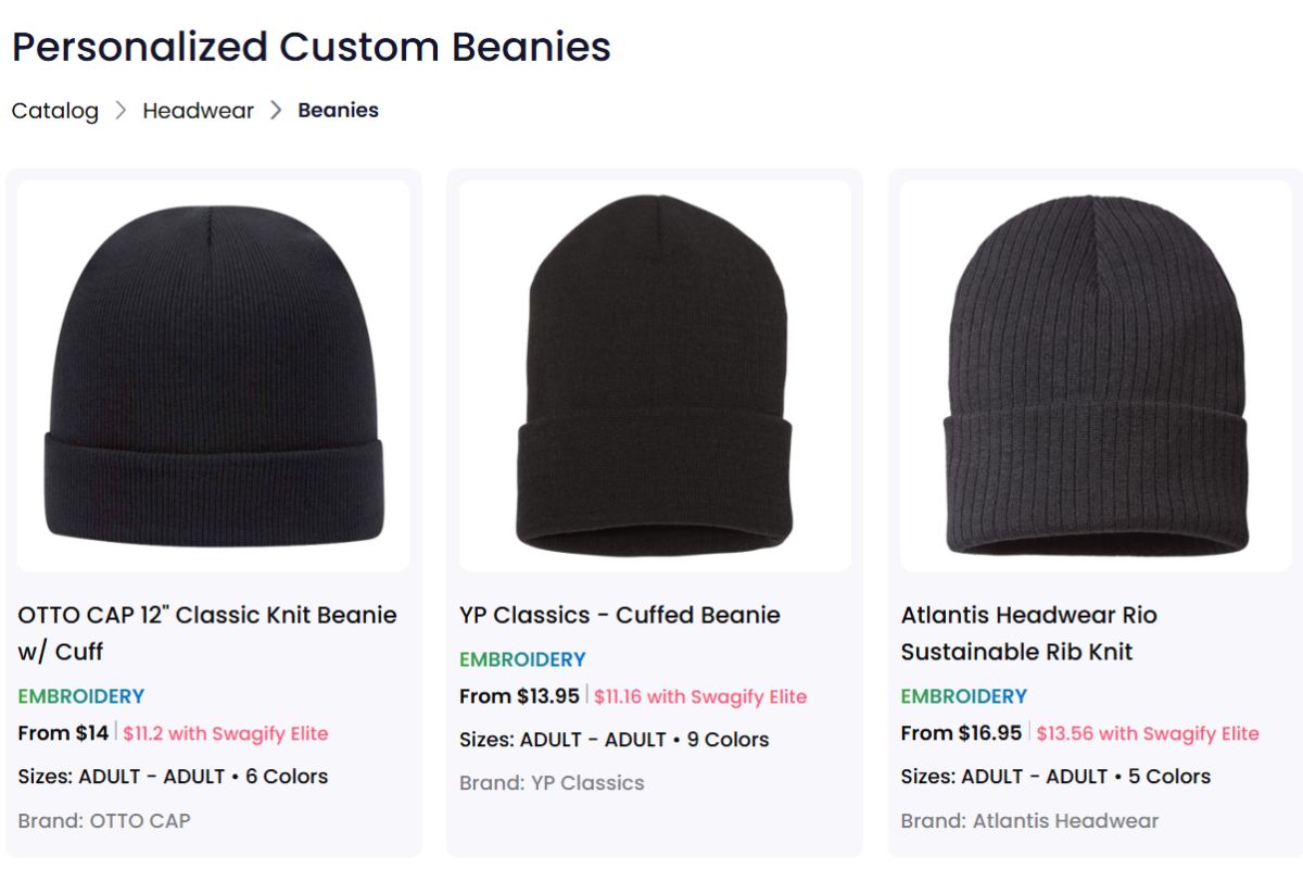 A collection of custom beanie that can be customized