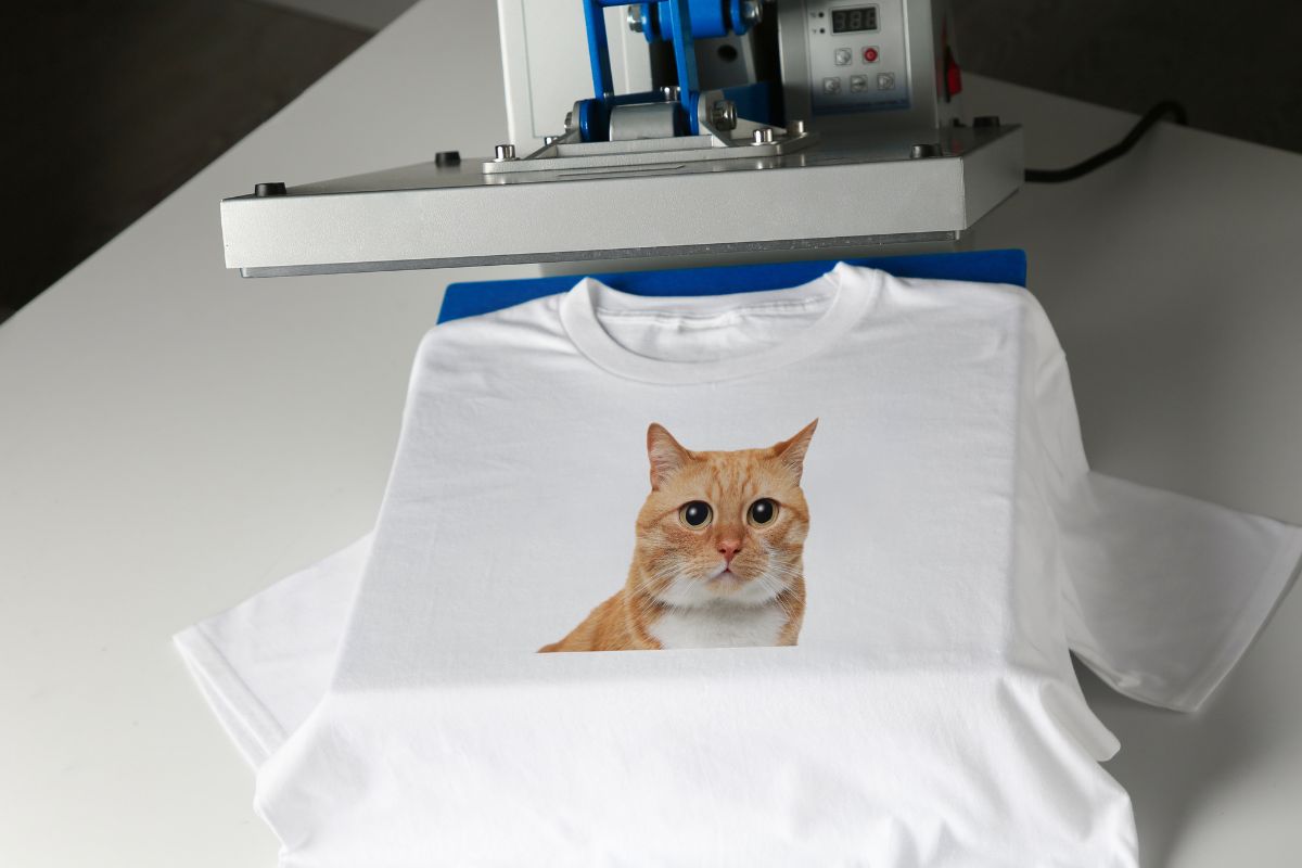 A design being printed on Hanes beefy t-shirt