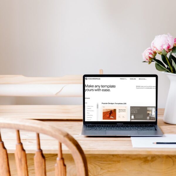 A laptop being used to choose best squarespace templates