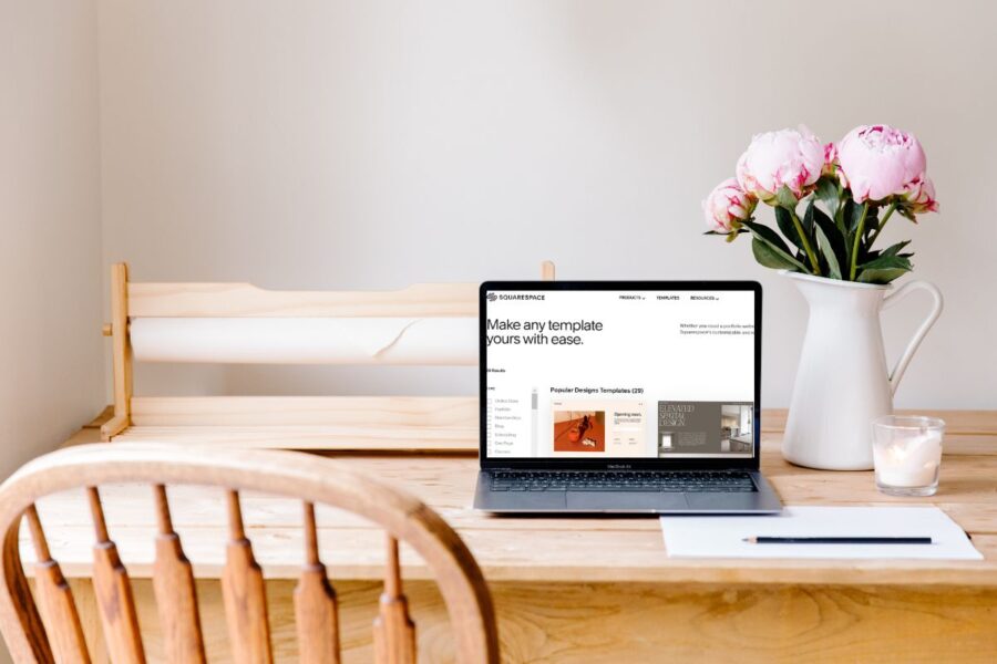 A laptop being used to choose best squarespace templates