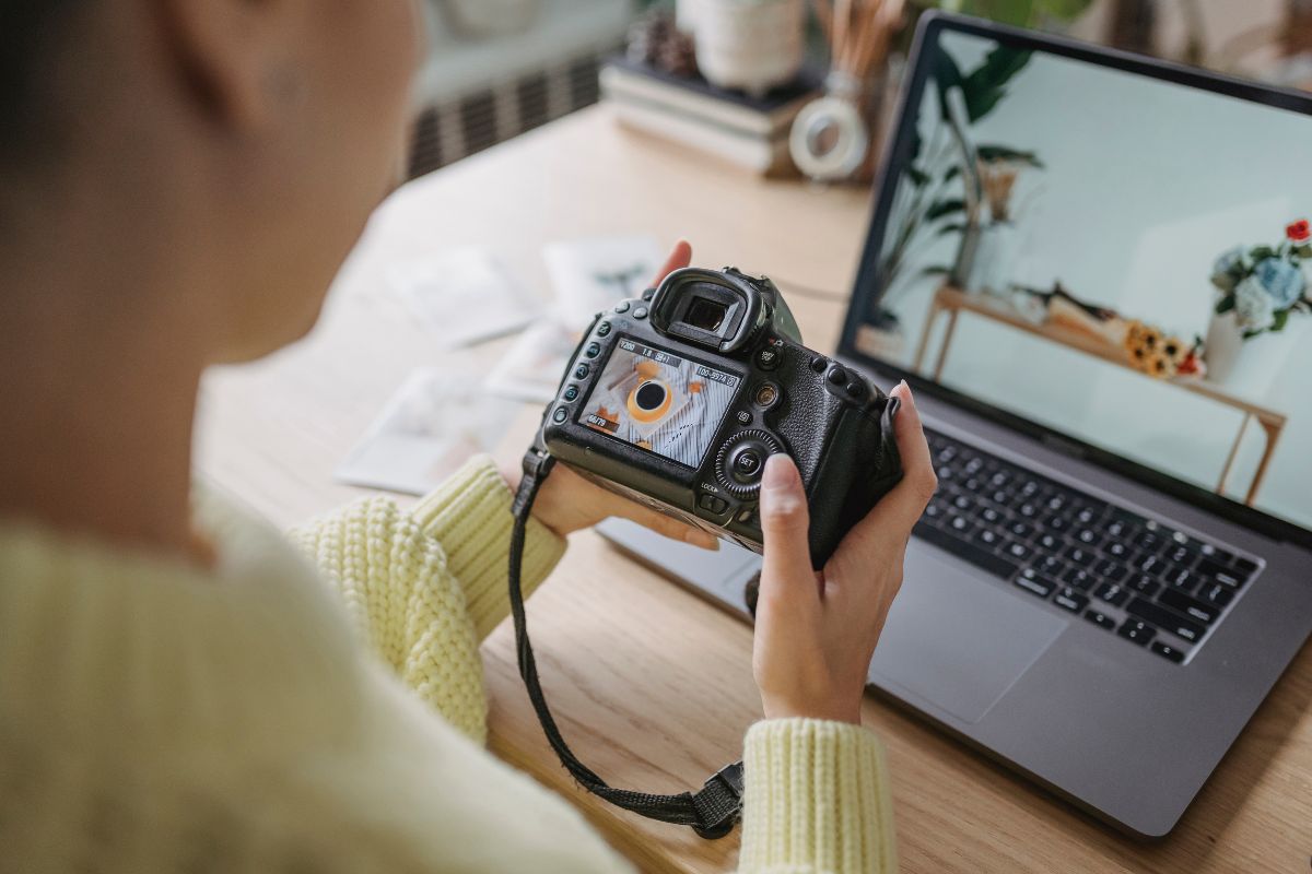 A photographer collecting his captured photo to sell them online