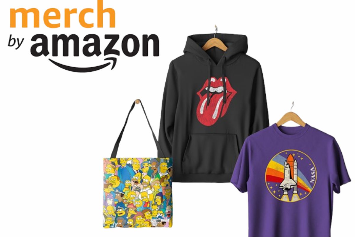 A picture depicting t-shirt and other products can be sold on amazon