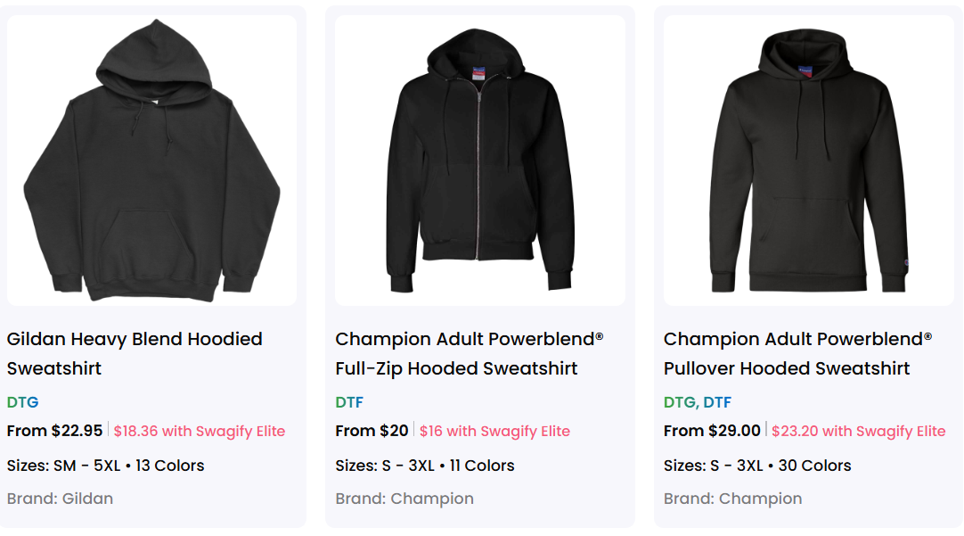 A set of hoodies that can be customized
