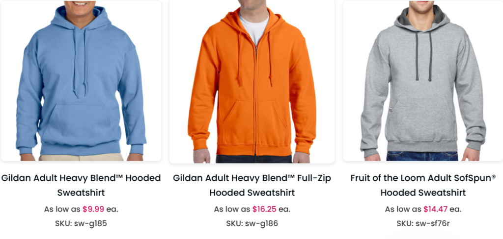 A set of hoodies that can be customized