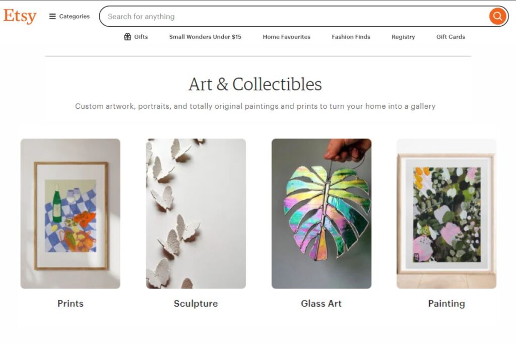 Etsy one of the best places to sell art online shown in the image