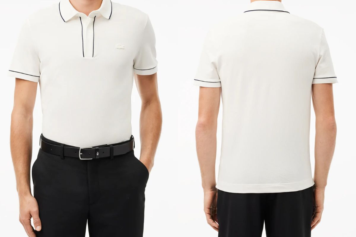 Front and back view of Lacoste polo t-shirt