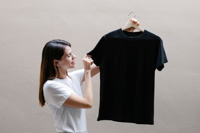 A lady flaunting her latest T-shirt for her Instagram T-shirt business