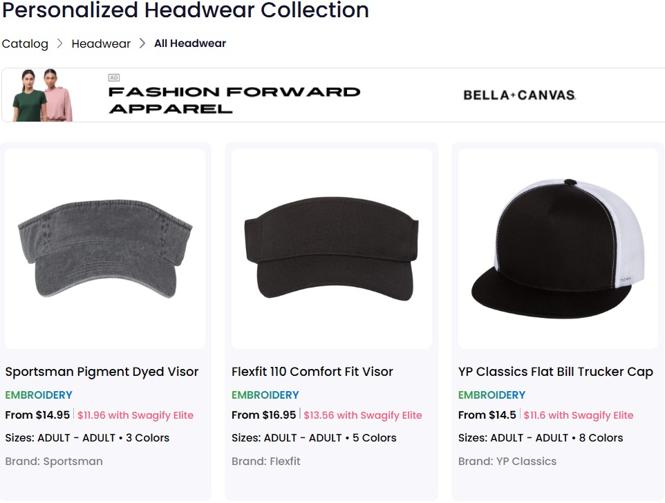 A collection of custom headwear for sale