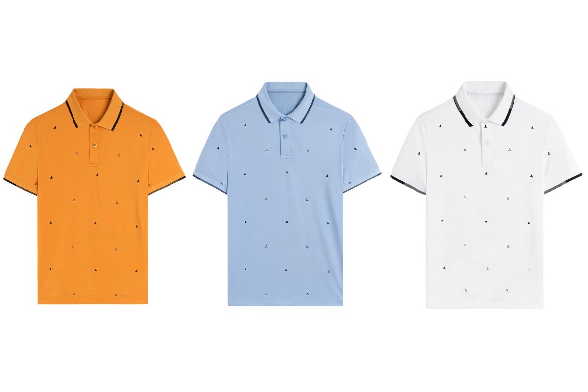 A collection of custom printed embroidered polo shirts