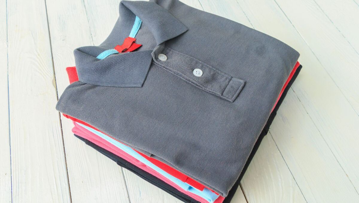 A collection of custom printed polo T-shirts placed together