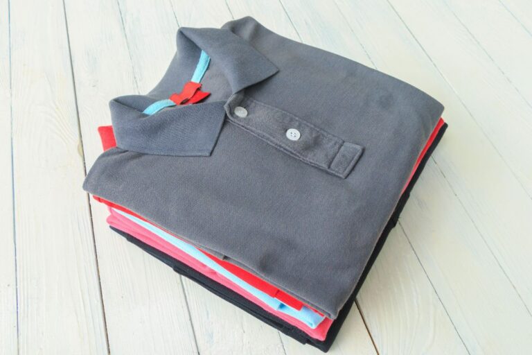 A collection of custom printed polo T-shirts placed together