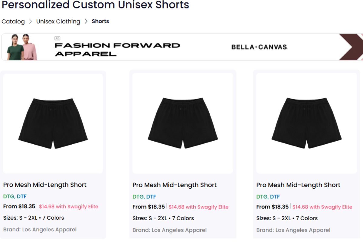A collection of custom shorts for sale