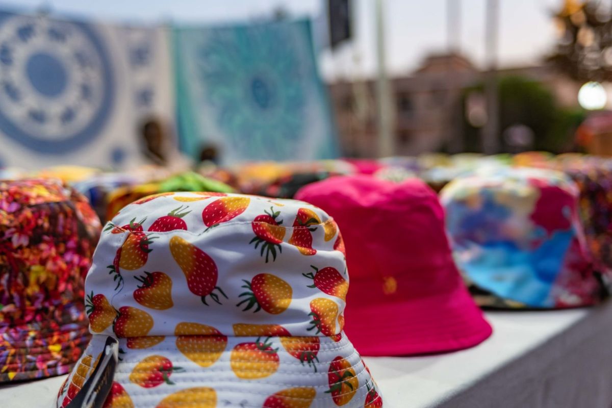 A collection of different custom bucket hats for sale online