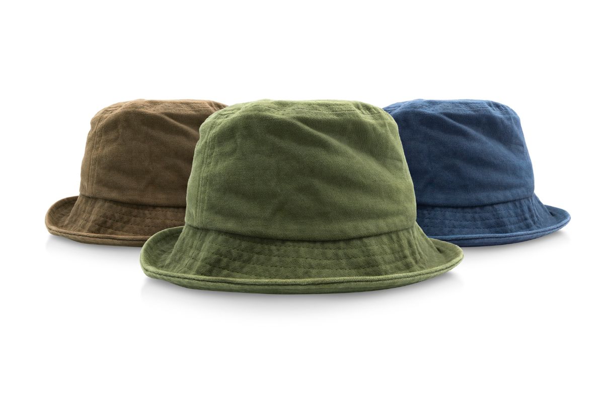 A collection of different custom bucket hats made from cotton