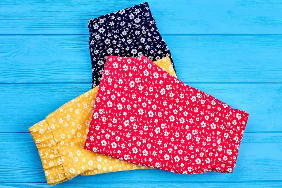 A collection of different custom printed shorts kept with each other