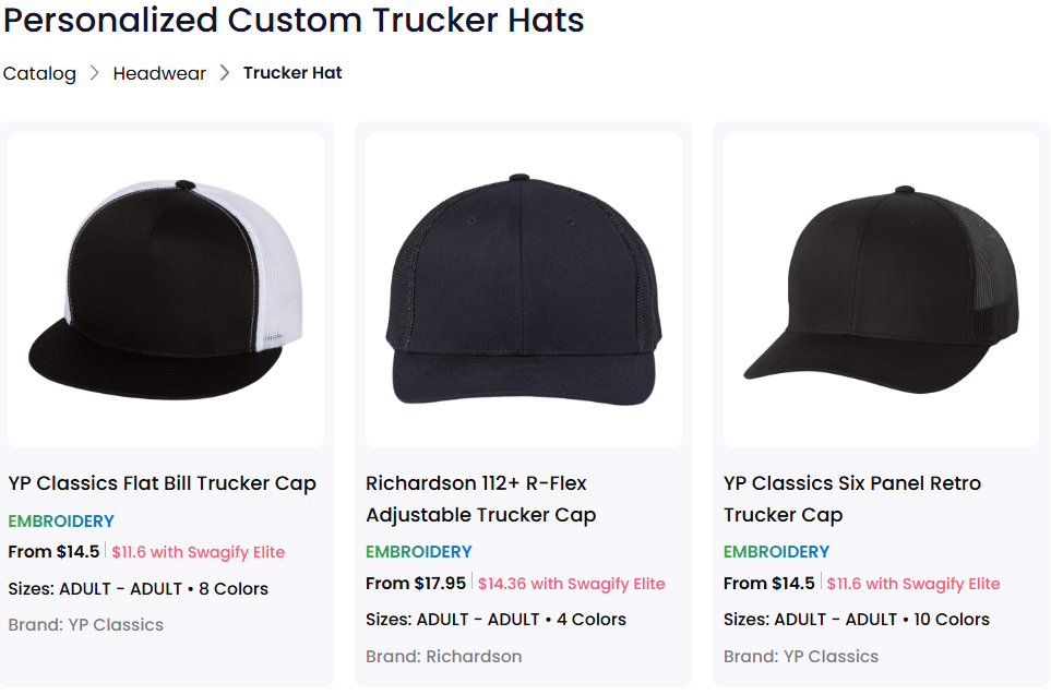 A collection of different custom trucker cap for sale