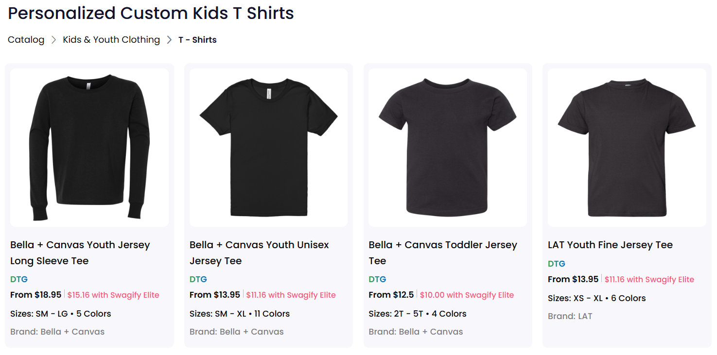 A collection of kids t-shirt for sale