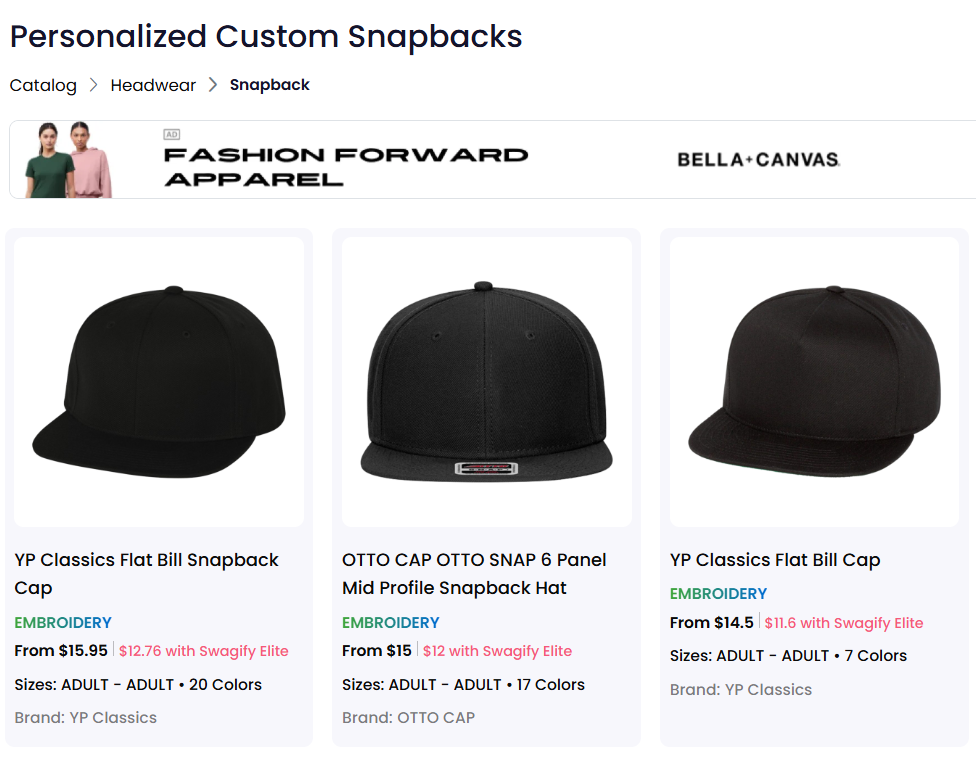 A collection of personalized custom snapbacks for sale