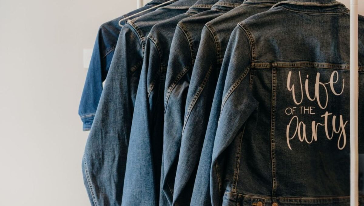 A collection of personalized denim jackets displayed together