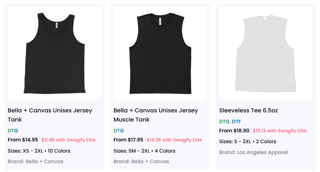 A collection of sleeveless t-shirts for sale