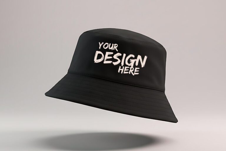 A custom bucket hat is shown in the image