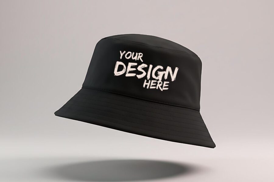 A custom bucket hat is shown in the image