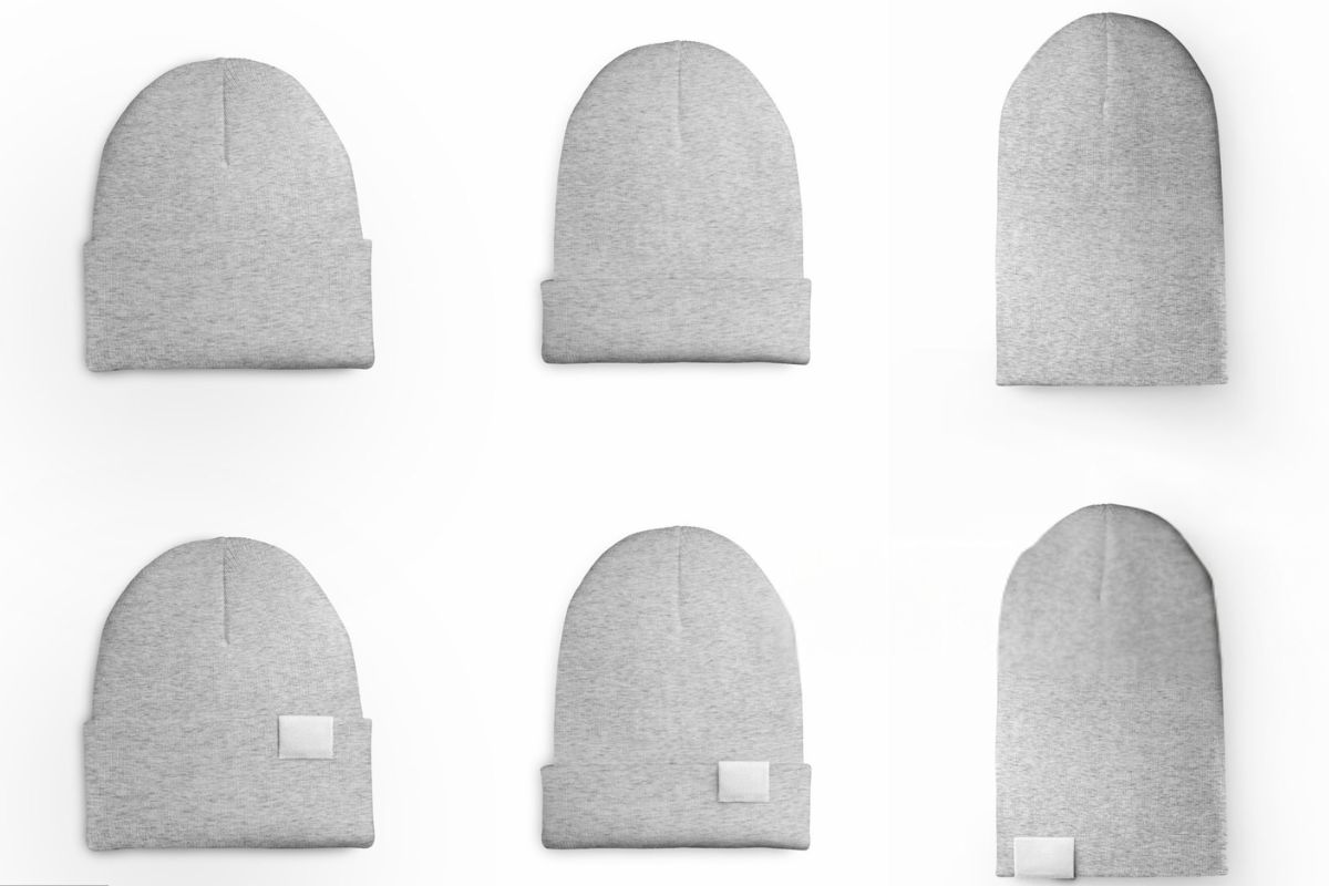 A custom embroidered beanie hats mockup design shown in the image