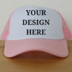 A custom trucker cap kept on a table