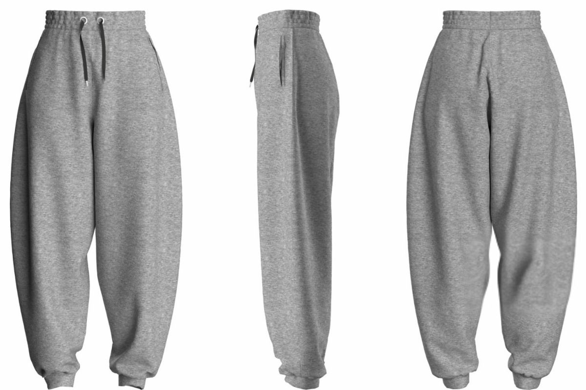 A high-quality mockup design of women's fleece sweatpants