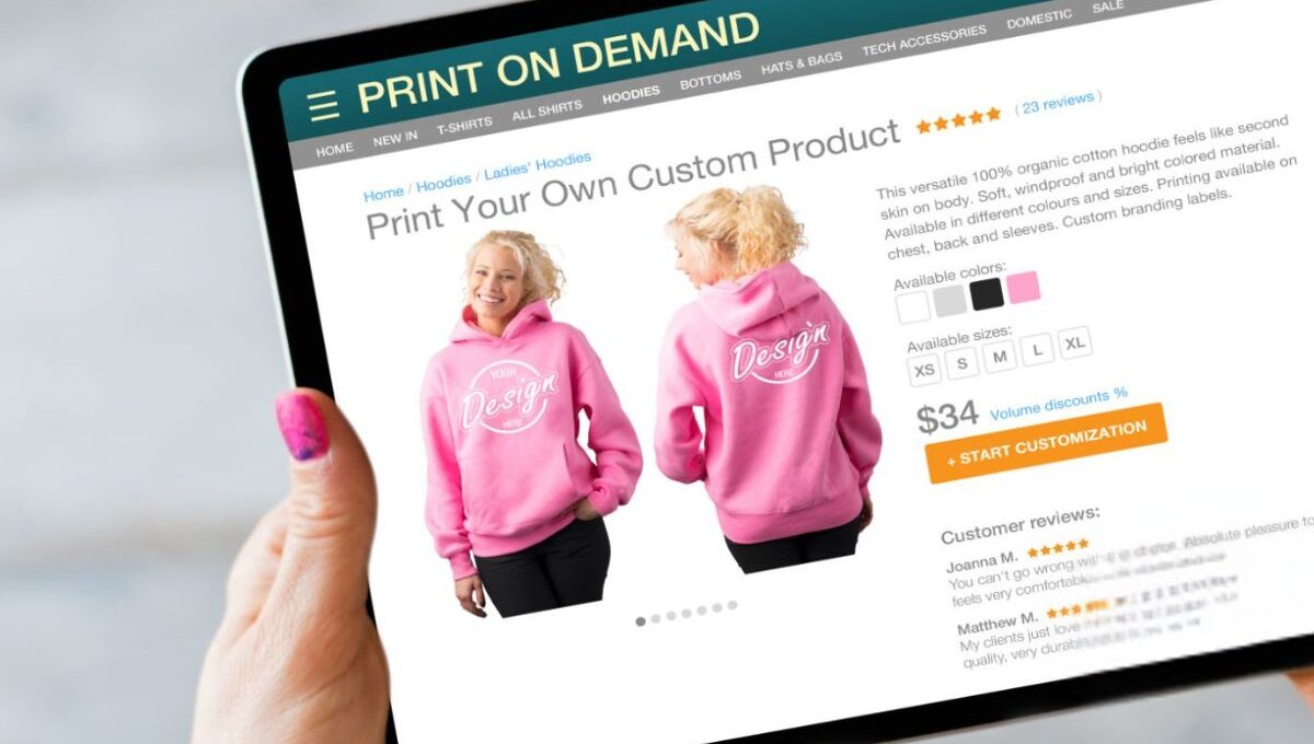 A lady is running a custom hoodie printing business online