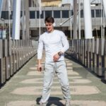 A person wearing personalized Men’s jogger sweatpants
