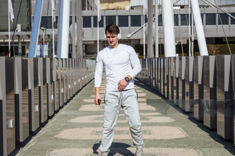 A person wearing personalized Men’s jogger sweatpants