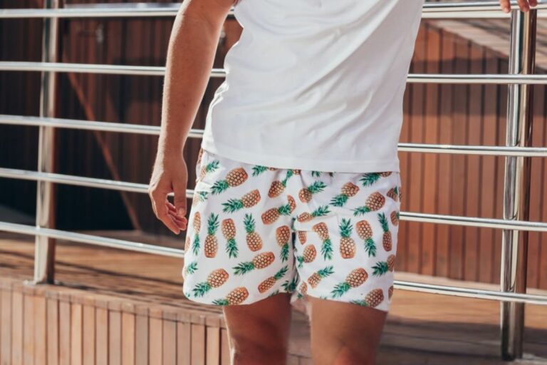 A person wearing printed Men's Athletic Shorts
