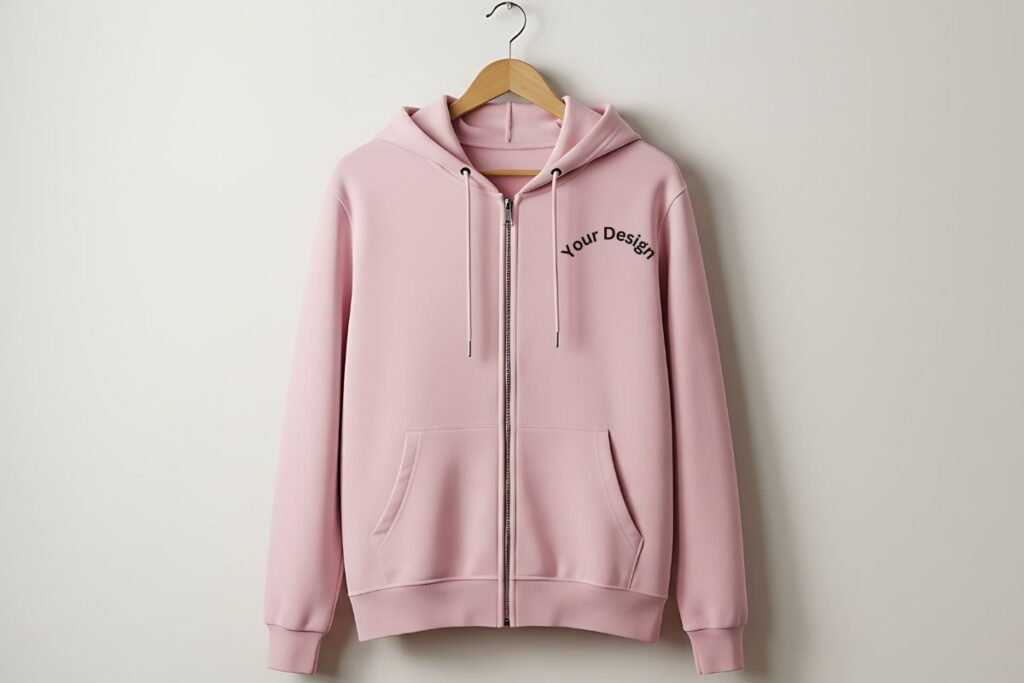 A personalized zip up hoodie shown in the image