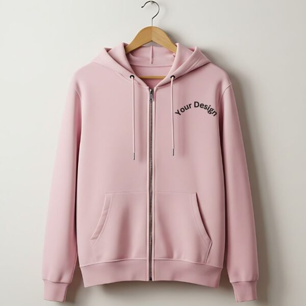 A personalized zip up hoodie shown in the image