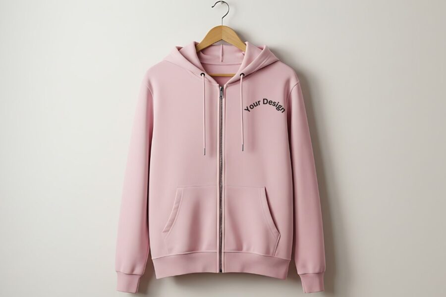 A personalized zip up hoodie shown in the image