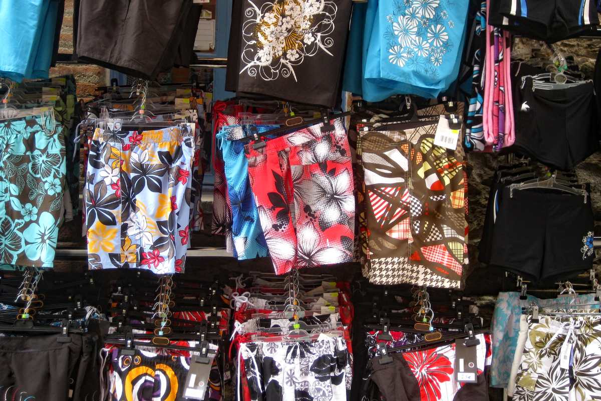 Different design printed on mens athletic shorts shown in the image