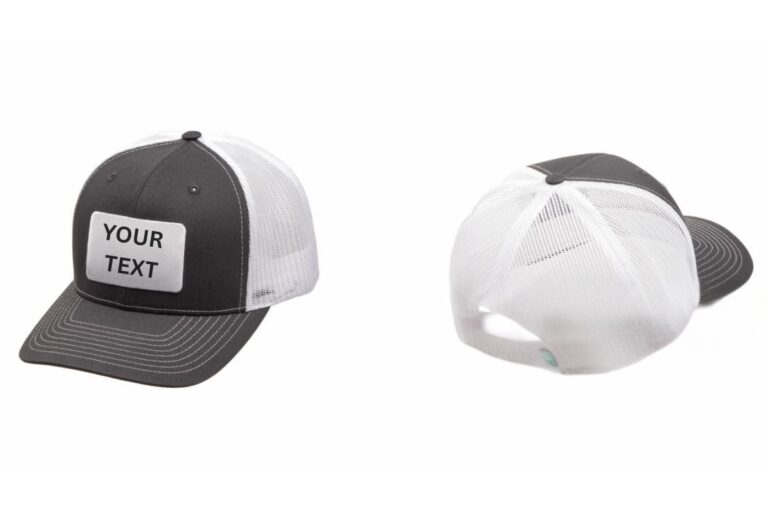 The mockup design of a custom mesh hat is shown in the image