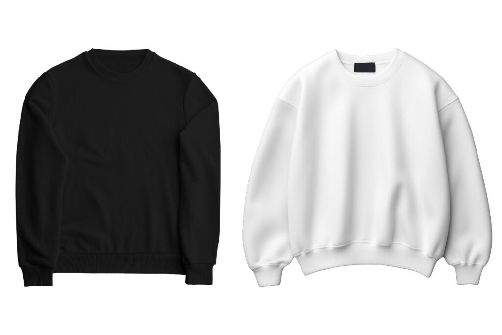 Two different crewneck sweatshirt shown in the image